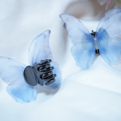 青い蝶ヘアクリップ /真夜中とティンカーベル 6枚目の画像