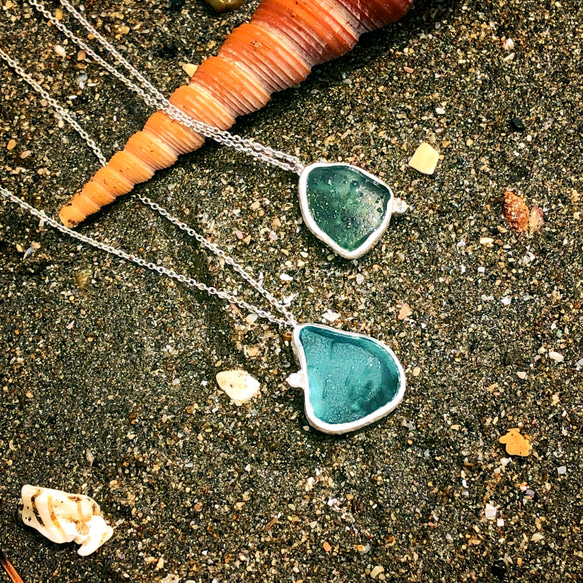 【SDGs】海岸に捨てられたガラスをアップサイクル！シーグラス・ネックレス 2枚目の画像