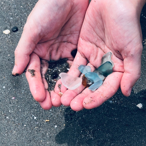 【SDGs】海岸に捨てられたガラスをアップサイクル！シーグラス・ネックレス 3枚目の画像