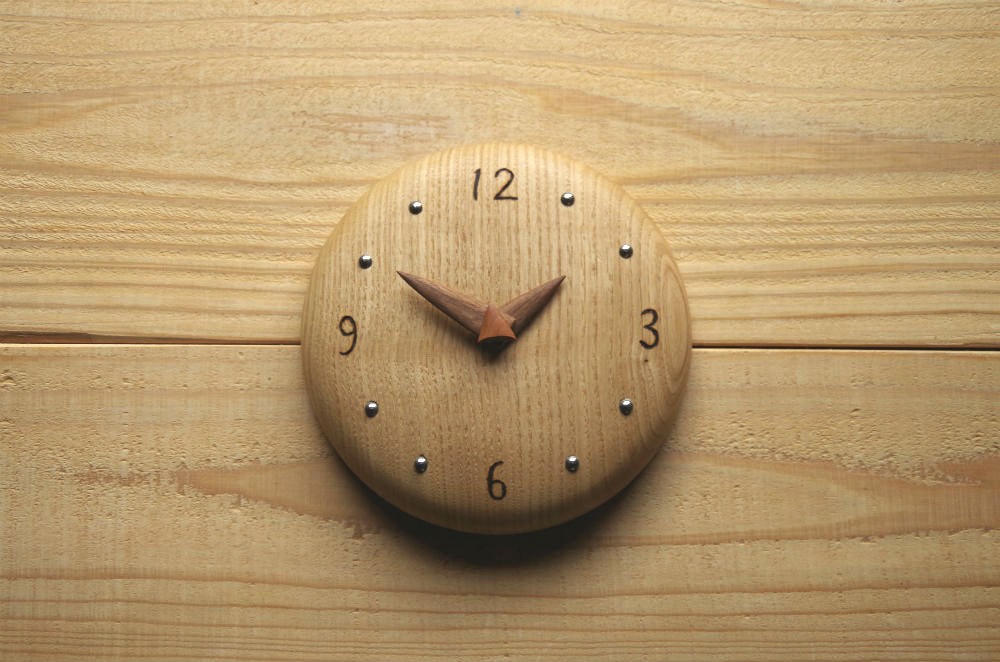 クリの木のまる時計・16ｃｍ