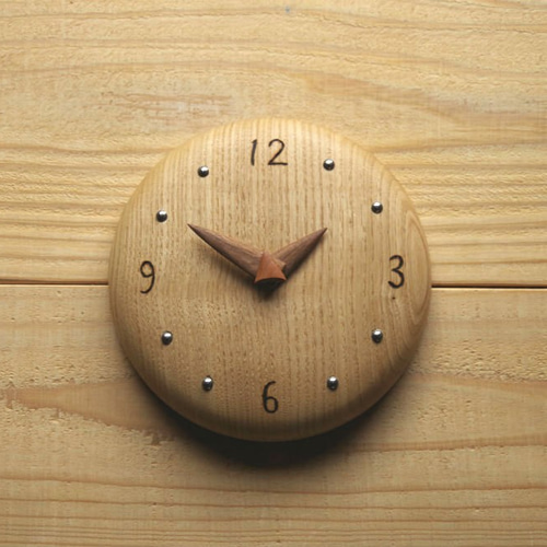 クリの木のまる時計・16cm 掛け時計・置き時計 Murakami Woodworks
