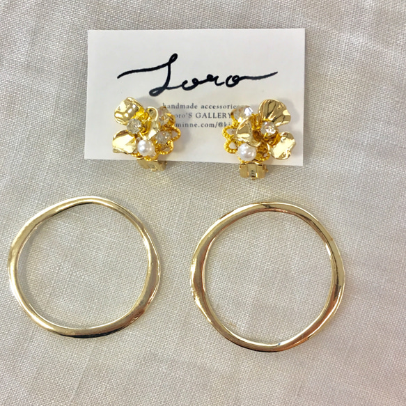 フラワーの大ぶりリングチャームイヤリング 5枚目の画像