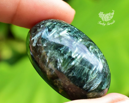 深緑と天使の羽☆セラフィナイト ルース slf006 天然石 Funky garuda