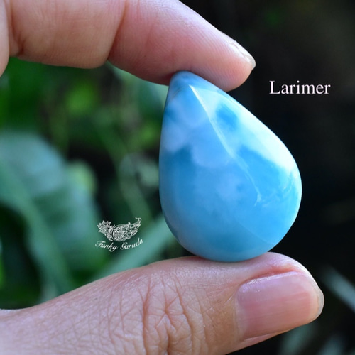 高品質☆清廉な花☆ドロップ型☆ラリマー ルース カボション lari053 