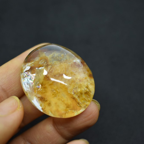 【天然石】虹入りゴールドルチルクウォーツ⑥ 虹インクルージョン☆イエローゴールド☆クォーツインクォーツ ルース