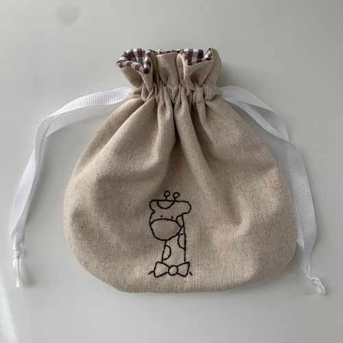 再販】シンプル刺繍の巾着ポーチ 巾着袋 mint jam29 通販