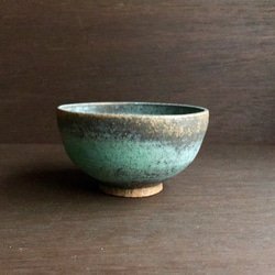 《グリーン器》煎茶椀・小鉢　Φ8.8cm（トルコ／銅釉）[G-05] 1枚目の画像