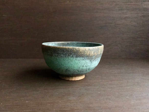 《グリーン器》煎茶椀・小鉢　Φ8.8cm（トルコ／銅釉）[G-05] 1枚目の画像