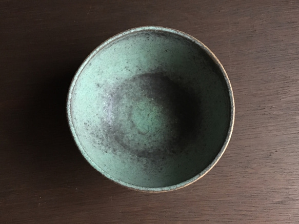 《グリーン器》煎茶椀・小鉢　Φ8.8cm（トルコ／銅釉）[G-05] 4枚目の画像
