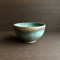 《グリーン器》煎茶椀・小鉢　Φ8.8cm（トルコ／銅釉）[G-05] 5枚目の画像