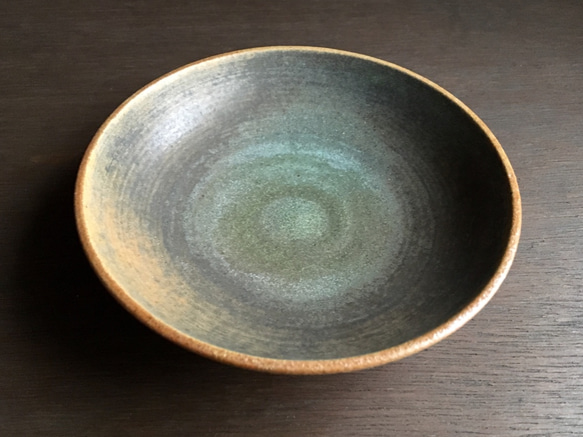 《グリーン器》鉢皿　Φ12.8cm（トルコ／銅釉）[G-07] 4枚目の画像