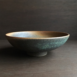 《グリーン器》鉢皿　Φ14.4cm（トルコ／銅釉）[G-10] 2枚目の画像