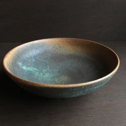 《グリーン器》鉢皿　Φ14.4cm（トルコ／銅釉）[G-10] 3枚目の画像