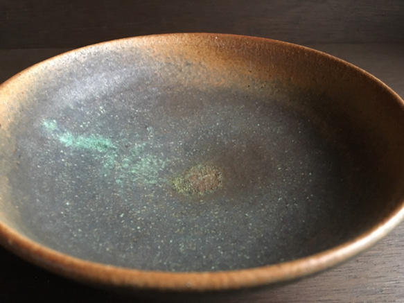 《グリーン器》鉢皿　Φ14.4cm（トルコ／銅釉）[G-10] 4枚目の画像