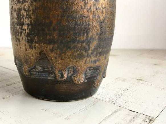 《黒金花瓶》花器（黒金釉）［K-03] 3枚目の画像