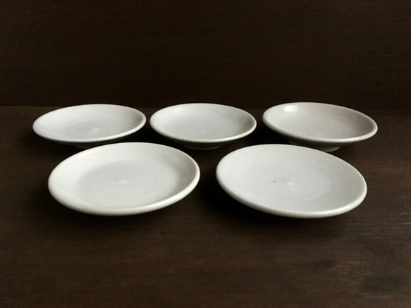 《白マット器》豆皿・薬味皿　5枚セット（白マット釉）［W-02] 3枚目の画像