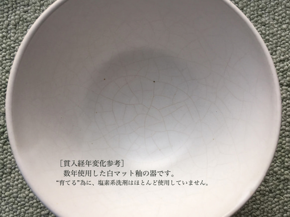 《白マット器》鉢皿・ボウル　Φ13.2cm（白マット釉／貫入）［W-12] 7枚目の画像