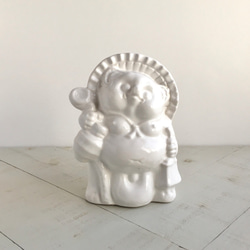 陶置物》ホワイトたぬき・モダン狸（白光沢釉／信楽）［V-11