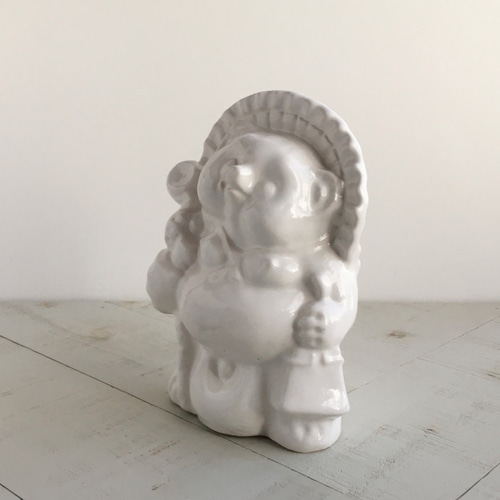 陶置物》ホワイトたぬき・モダン狸（白光沢釉／信楽）［V-11] その他