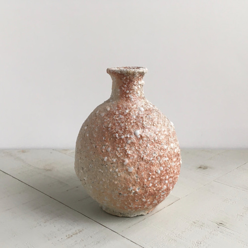 登窯・窖窯／焼締》一輪挿し・徳利（自然釉／緋色／信楽）［S-09