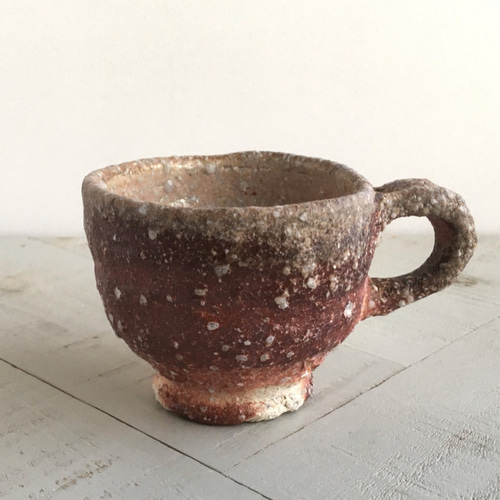 石製カップ 登窯・窖窯／焼締》カップ 150cc（自然釉／緋色／信楽）［S-37] ティー
