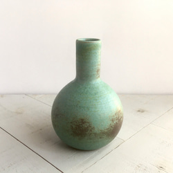 《グリーン花瓶》花器・一輪挿し（トルコ／銅釉）[G-43] 2枚目の画像