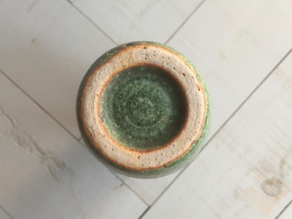 《グリーン花瓶》花器・花瓶（トルコ／銅釉）中サイズ[G-42] 5枚目の画像