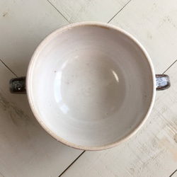 《器》スープカップ 375ml（鉄釉／白流紋）［J-14] 4枚目の画像