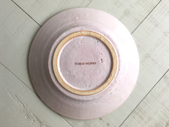 《器》リム皿　Φ18.0cm（灰釉／ピンク）[C-14] 3枚目の画像