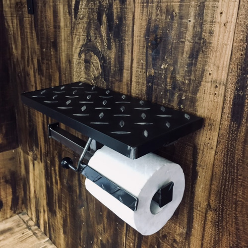 cream.70 ガス管 縞板 ペーパーホルダー アシストバー仕様！ cream.70 ガス管ペーパーホルダー 縞板棚 アシストバー仕様