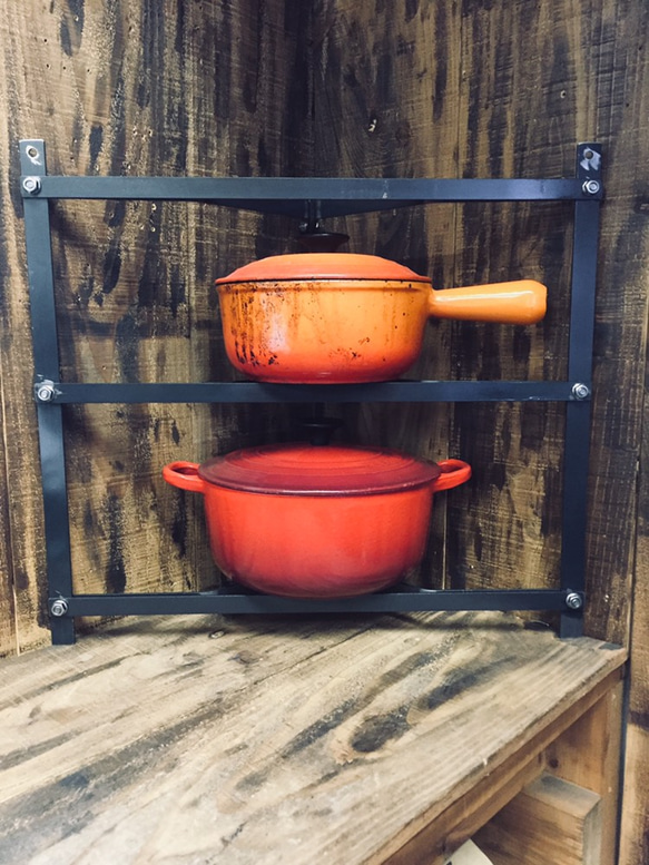LE CREUSET コーナーラック 4段 ブラック コーナーラック/デッド