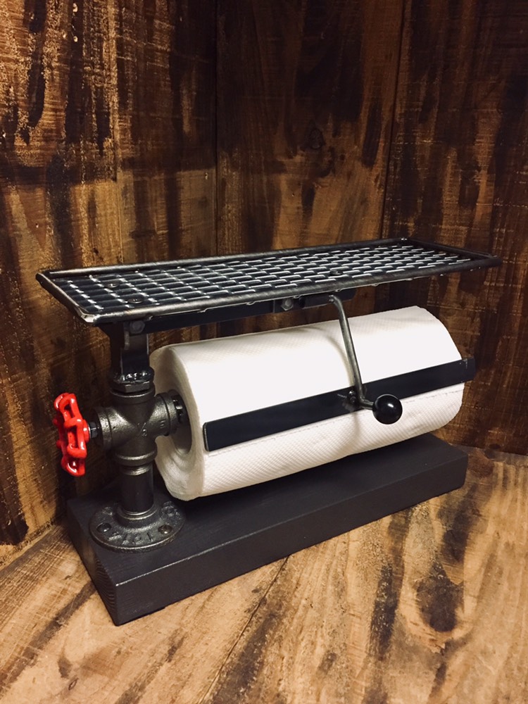 cream.70 卓上キッチンペーパーホルダー ガス管 網棚付き インダストリアル @