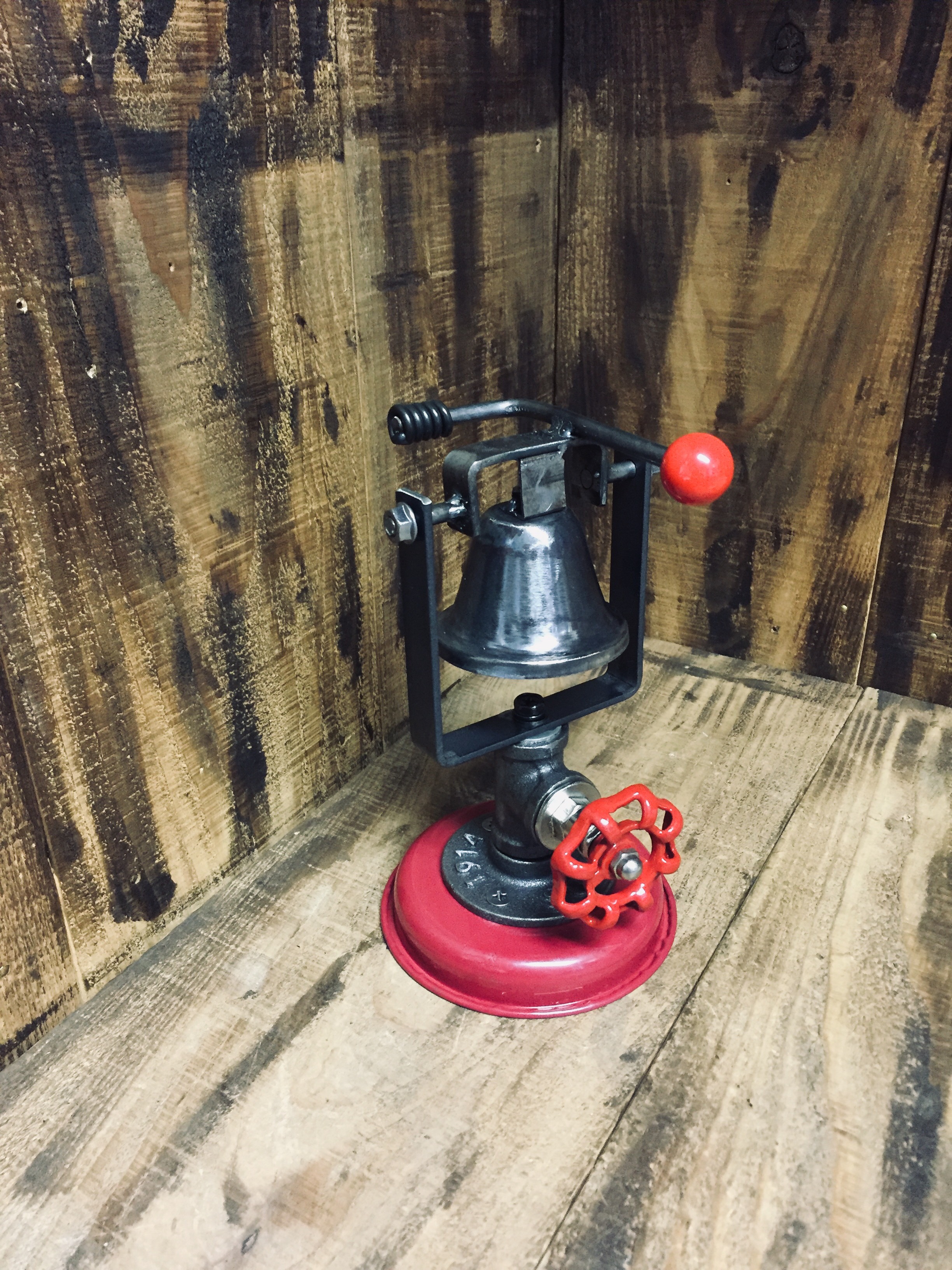 cream.70 アイアン 卓上ベル 呼び鈴 ディナーベル ガス管 赤色台座 6