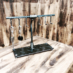 ☆送料込み☆アイアンキースタンド即購入OK 鍵　ラック　インテリア　雑貨　什器 鉄と木の温もり】無垢材×アイアン キースタンド／キーラック