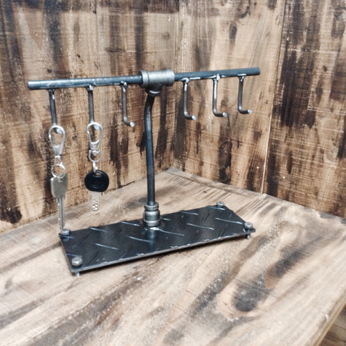 cream.70 卓上 鍵掛け キーフック！アイアン ガス管 キースタンド