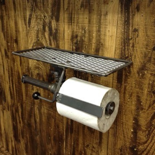 cream.70  ガス管 ダブル ペーパーホルダー アシストバー仕様 cream.70 ガス管ダブル ペーパーホルダー アシストバー、エンドポール