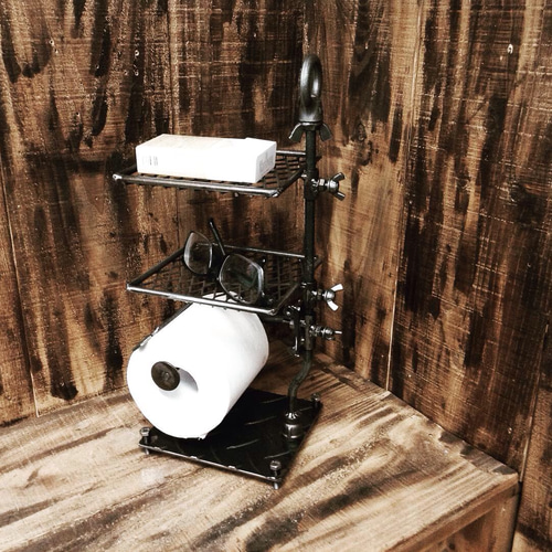 cream.70 卓上ペーパーホルダー 2段シェルフ付き アシストバー 3 棚