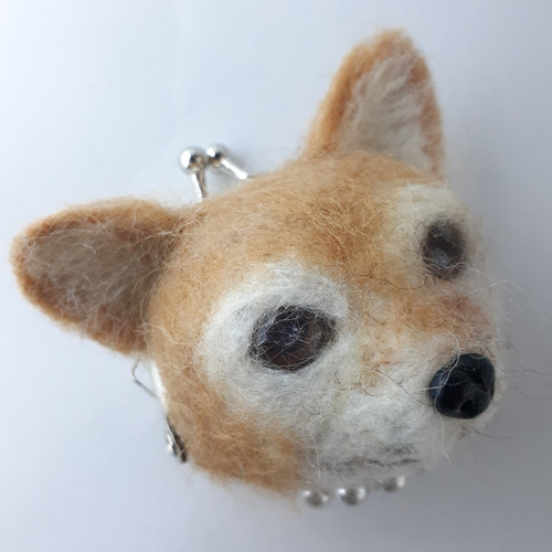 仔犬のがま口ポーチ* 羊毛フェルト ハンドメイド リアル オーダー 