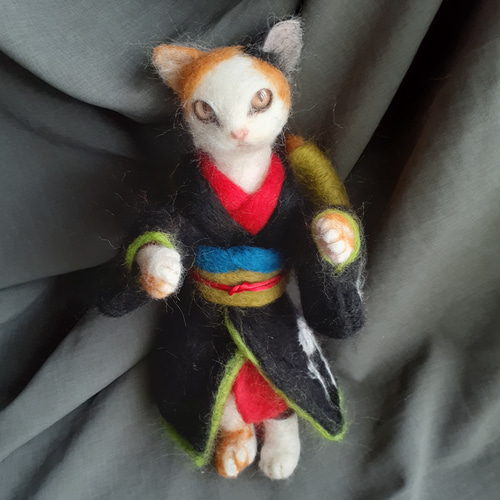 あくび猫　人形　羊毛フェルト　ハンドメイド 猫のひげ/ハンドメイド猫雑貨専門店々主 | ふわっふわの羊毛