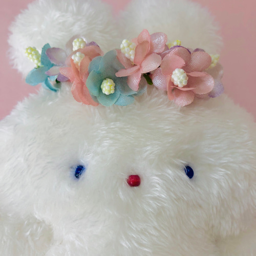 うさぎ♡ぬいぐるみ】花飾り♡フワフワうさちゃん♡ブルーアイ♪白色