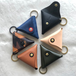 日本製【Takumicsタクミクス】三角形零錢包 義大利植鞣革 散紙包 第5張的照片