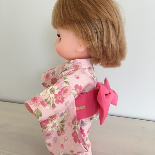 メルちゃん・ソランちゃんサイズ 着せ替え遊び用 着物 浴衣 帯（ピンク 