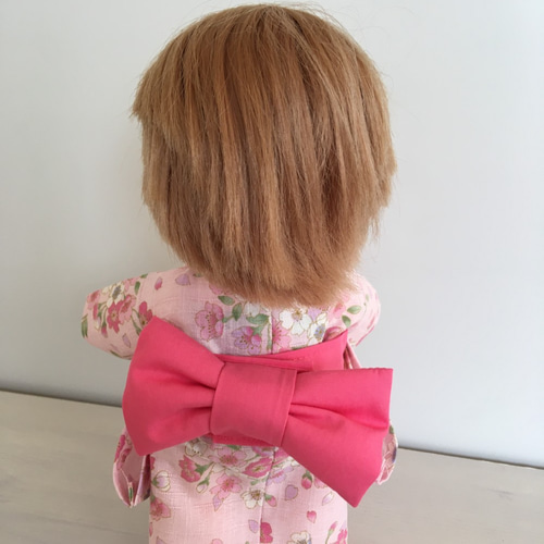 メルちゃん・ソランちゃんサイズ 着せ替え遊び用 着物 浴衣 帯（ピンク 
