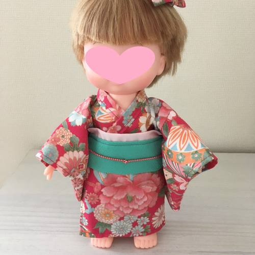 【sold out】　メルちゃん　ハンドメイドの浴衣と帯、髪飾り