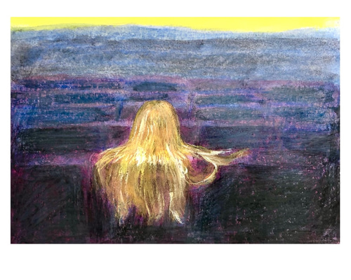 ウシ　アクリル画　原画 アクリル画 原画 「春爛漫03」額縁付 F4サイズ キャンバス