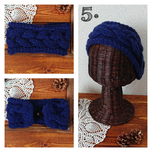 再販＊極太毛糸♪アラン模様のニットヘアバンド ヘアバンド・ターバン