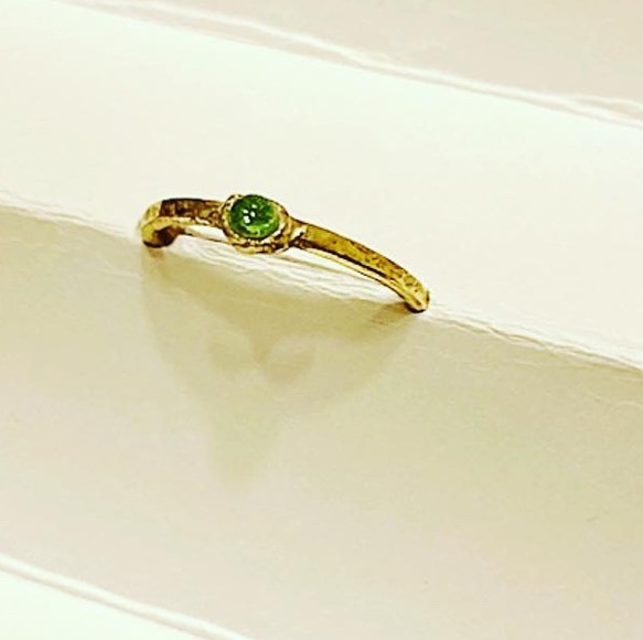 Green flashー緑閃光　真鍮　シーグラス　ガラス　指輪　ピンキーリング　ファランジリング 8枚目の画像