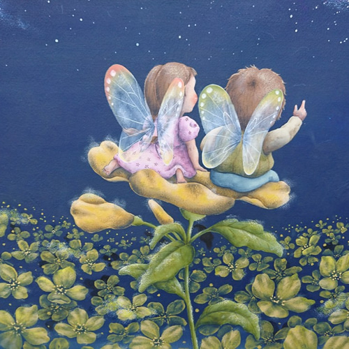 月見草　原画 月見草の夜」 絵画 ツイッキー 通販 11379319｜Creema(クリーマ)