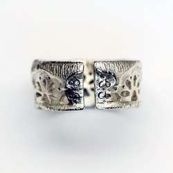 窗外的夜景純銀開口戒指 (輕珠寶,尺寸可微調,純手工,簡約,獨特,999純銀,限量製,銀黏土,專屬,紀念,禮物,情人節) 第2張的照片