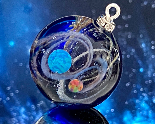 IORI resin 宇宙玉レジン〜惑星25 ネックレス・ペンダント Galaxy ...